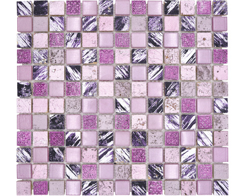 Mozaic sticlă-piatră naturală XCM CB 35 mix roz 30x32,5 cm Placă de mozaic pătrată în diferite modele.