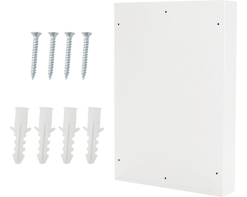 Distribuitor de suprafață alb cu patru șuruburi și patru dibluri