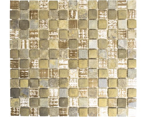 Mozaic sticlă-piatră naturală XCM CB 52 mix rustic 30x32,5 cm Placă de mozaic cu elemente pătrate