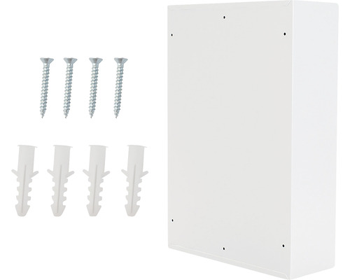 Dulap suspendat alb cu șuruburi și dibluri
