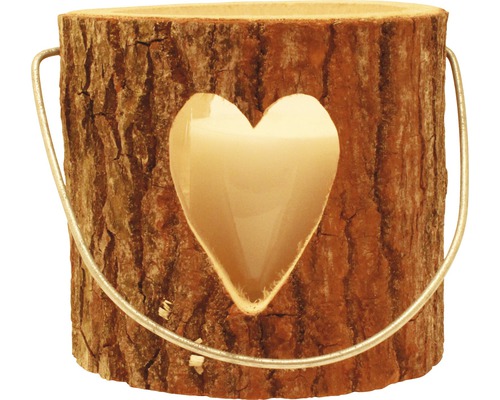 Candelă din lemn Ø 18 cm H 18 cm model inima-0