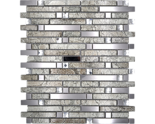 Mozaic sticlă-metal XCM GV908 argintiu 29,8x33,8 cm
