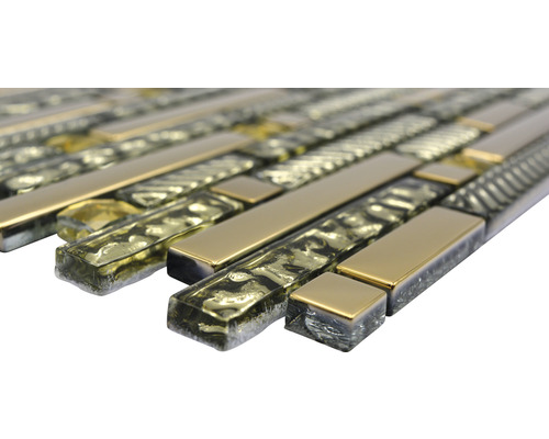 Mozaic sticlă-metal XCM GV918 auriu 29,8x33,8 cm | HORNBACH