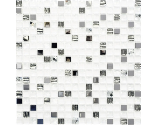 Mozaic sticlă-metal XCM M770 alb 30x30 cm