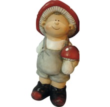 Figurină decorativă ciupercă cu pălărie de ciupercă și ciupercă suplimentară în mână