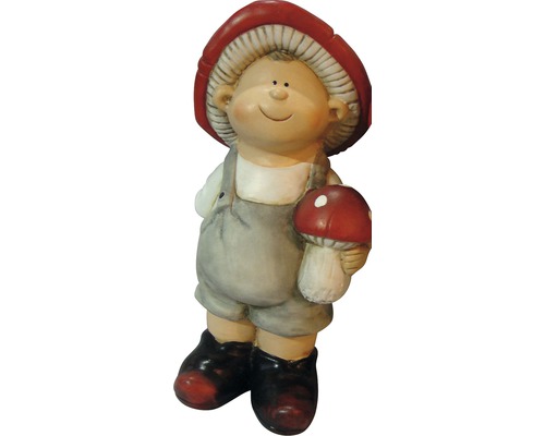 Figurină decorativă ciupercă cu pălărie de ciupercă și ciupercă suplimentară în mână