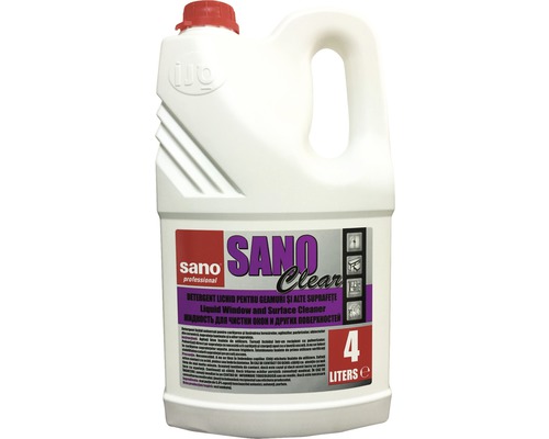 Sano Clear detergent lichid pentru geamuri și alte suprafețe, 4 litri
