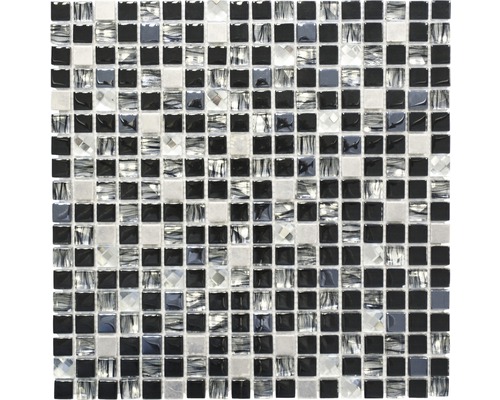Mozaic sticlă-metal XCM M780 negru 30x30 cm