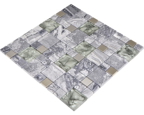 Placă de mozaic din marmură, sticlă și metal