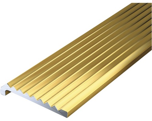 Protecție treaptă aluminiu Alberts 2000x23x6,3 mm, auriu Profil metalic pentru muchia scărilor cu suprafață canelată