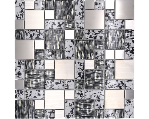 Mozaic sticlă-metal XCM MC629 negru 30x30 cm