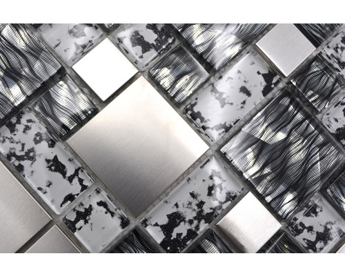 Mozaic din sticlă și oțel inoxidabil