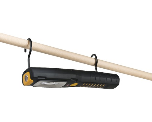 Lumină de lucru cu acumulator cu cârlig pe o bară