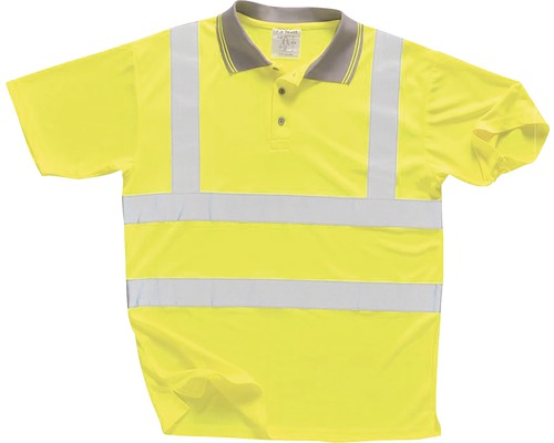 Polo galben cu benzi reflectorizante pentru vizibilitate sporită