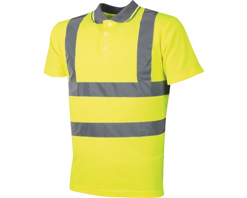 Tricou cu guler tip polo Ardon din bumbac + poliester galben reflectorizant, mărimea L