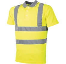 Polo galben de protecție cu dungi reflectorizante