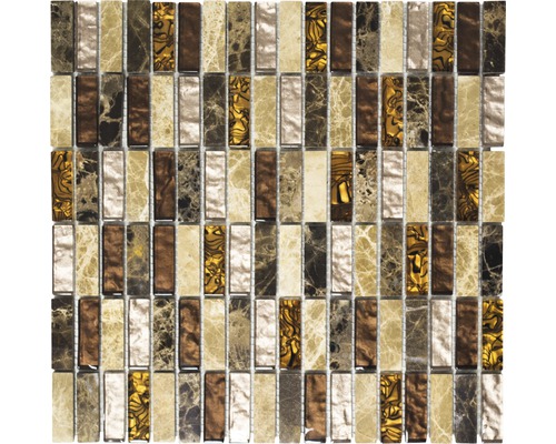 Mozaic sticlă-piatră naturală XCM SM18 maro 30x30 cm