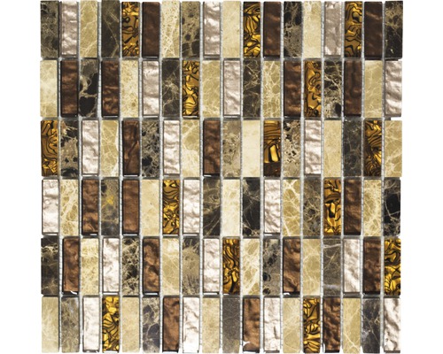 Mozaic sticlă-piatră naturală XCM SM18 maro 30x30 cm Placă de mozaic din sticlă și piatră naturală