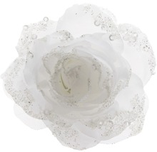 Trandafir decorativ, Ø 14 cm, H 8,5 cm, alb-thumb-0