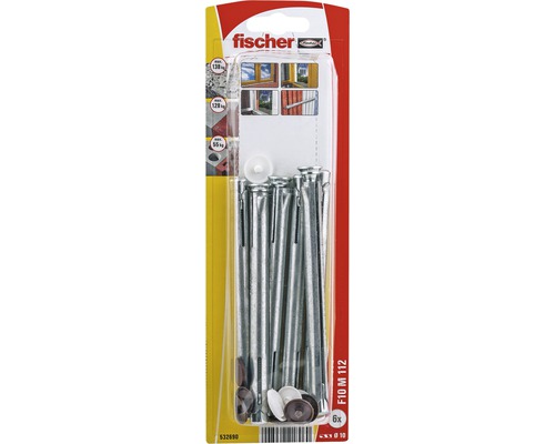 Ancore cu șurub Fischer F10M 10x112 mm, 6 bucăți, pentru rame/tocuri, incl. căpăcele de mascare