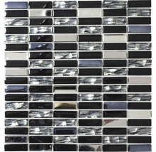 Mozaic sticlă-metal XCM SM38 negru 30x30 cm