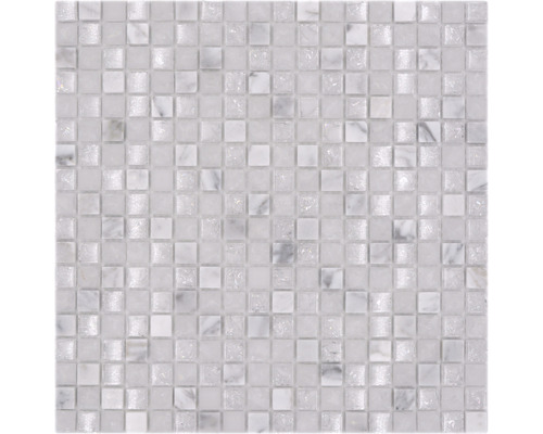 Mozaic sticlă-piatră naturală XIC 1011 alb 30,5x30,5 cm Mozaic din sticlă și marmură