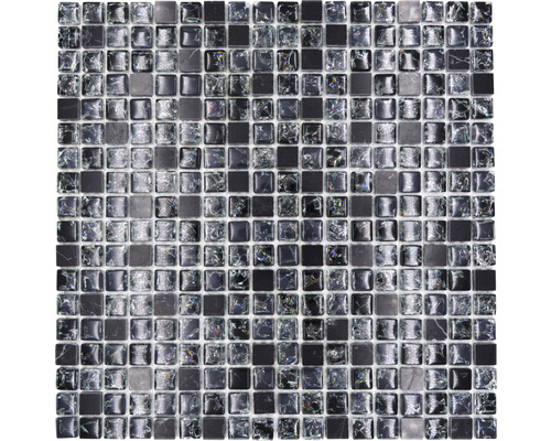 Mozaic sticlă-piatră naturală XIC 1028 negru 30,5x30,5 cm Plăci de mozaic din sticlă și piatră naturală