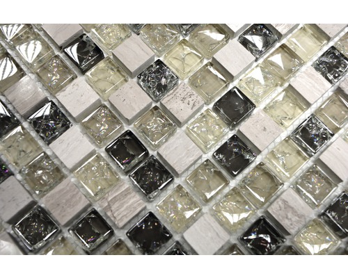 Placă de mozaic cu elemente pătrate din sticlă și piatră