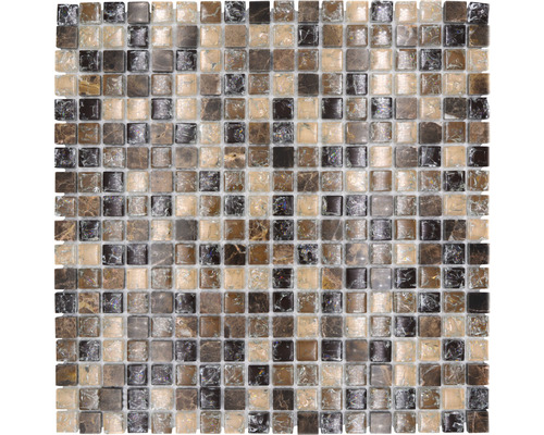 Mozaic sticlă-piatră naturală XIC 1055 maro 30,5x30,5 cm Placă de mozaic cu pietre pătrate