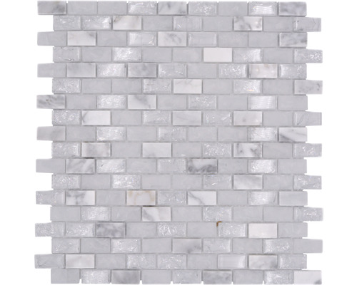 Mozaic sticlă-piatră naturală XIC B1111 alb 30x28,5 cm Mozaic din marmură și sticlă