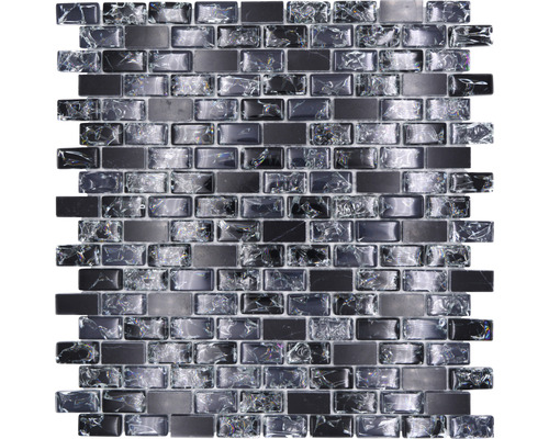 Mozaic sticlă-piatră naturală XIC B1128 negru 30x28,5 cm