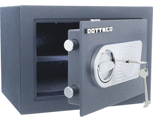 Seif deschis pentru mobilă cu cheie și logo Rottner