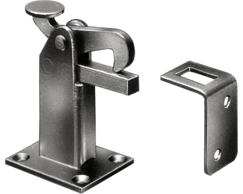 Zăvor metalic pentru poartă culisantă/batantă Alberts 95x65 mm, oțel zincat Opritor de ușă cu placă de montaj