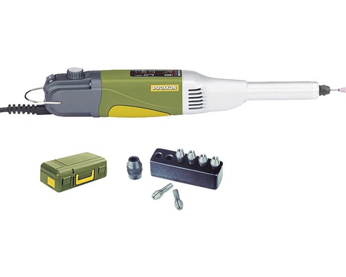 Logo Proxxon. Polizor de precizie Proxxon cu accesorii în set.