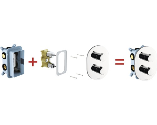 Baterie de duș încastrată cu două mânere