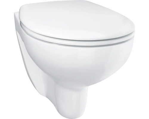 Vas WC suspendat Grohe Bau Ceramic, incl. capac WC soft close, evacuare orizontală, alb 39351000