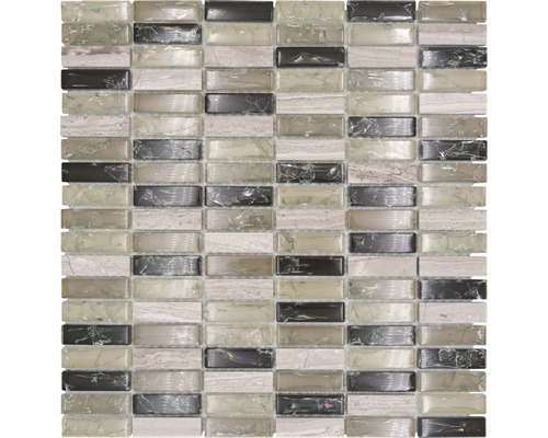 Mozaic sticlă-piatră naturală XIC S1252 mix gri 32,2x31 cm Placă de mozaic cu elemente din sticlă și piatră naturală