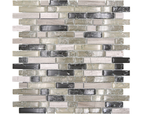 Mozaic sticlă-piatră naturală XIC V1352 mix gri 29,8x30,5 cm Placă de mozaic din sticlă și piatră