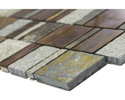 Placă de mozaic din piatră naturală și metal