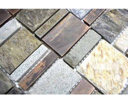 Placă de mozaic din piatră naturală și metal