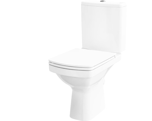 Set WC compact Cersanit Easy 599 Clean On, incl. rezervor și capac WC cu soft close, alb