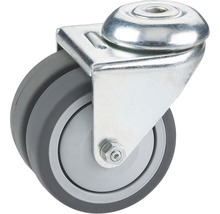 Roată pivotantă cu două roți și fixare metalică