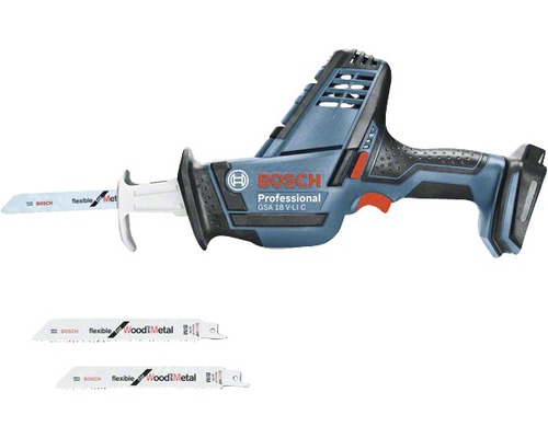 Fierăstrău electric cu acumulator Bosch GSA 18 V-LI C cu lame de ferăstrău pentru lemn și metal