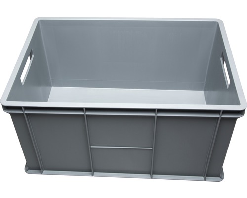 Ladă depozitare din plastic etanșă Wibo Eurobox 600x400x320 mm gri, cu mânere