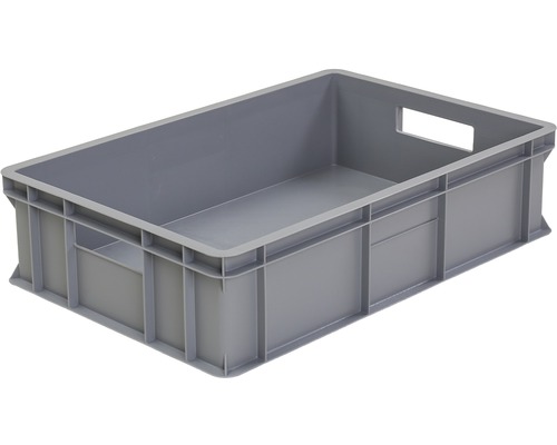 Ladă depozitare din plastic etanșă Wibo Eurobox 600x200x400 mm gri, cu mânere