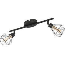 Lumină de plafon cu două spoturi și abajur tip cușcă