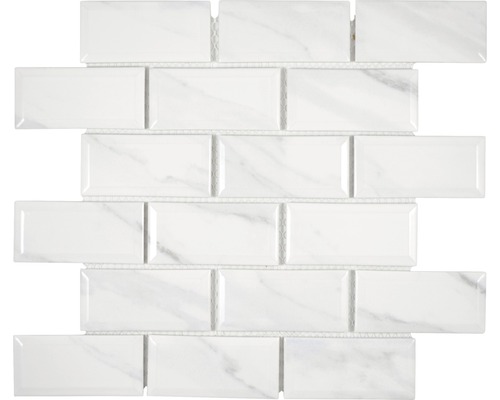 Mozaic piscină CGMCR metro uni Carrara 29,1x29,55 cm Placă de mozaic în format dreptunghiular cu aspect de marmură
