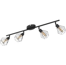 Lumină de tavan neagră cu patru spoturi cu aspect de cușcă