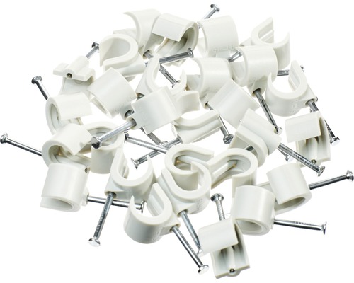 Cleme clips fixare cablu 10-14 mm, cu cui, 25 bucăți, culoare gri (cod HEIBLV1014G25)