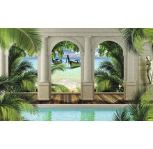 Imagine de perete cu motiv de plajă, coloane și palmieri